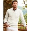 imageJMIERR Mens Wool Blend Cable Knit Sweater Casual Long Sleeve Button Stand Collar Old Money Pullover SweatersWhite