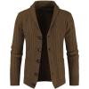 imageJMIERR Mens Casual Wool Blend Long Sleeve Shawl Collar Buttons Down Cable Knit Cardigan SweaterD Brown3