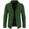 imageJMIERR Mens Casual Wool Blend Long Sleeve Shawl Collar Buttons Down Cable Knit Cardigan SweaterD Green2