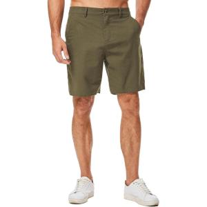 imageJMIERR Mens Casual 8quot Cotton Linen Shorts  Button Waist Summer Beach Shorts with PocketsGreen