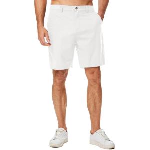 imageJMIERR Mens Casual 8quot Cotton Linen Shorts  Button Waist Summer Beach Shorts with PocketsWhite