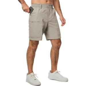 imageJMIERR Mens Hiking Cargo Shorts Casual Stretch Water Resistant QuickDry Lightweight Shorts Mens Golf Shorts with 5 PocketsMeadow Mist Green