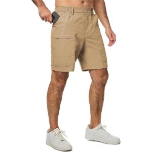 imageJMIERR Mens Hiking Cargo Shorts Casual Stretch Water Resistant QuickDry Lightweight Shorts Mens Golf Shorts with 5 PocketsPale Khaki