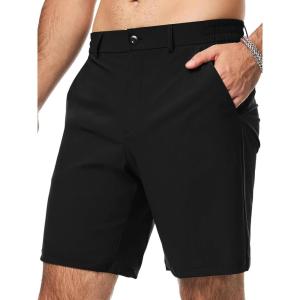 imageJMIERR Mens Hybrid Golf Shorts Casual Stretch QuickDry Flat Front Lightweight Wrinkle Free Dress Shorts with PocketBlack