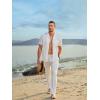 imageJMIERR Mens Casual Drawstring Pants Elastic Waist Lightweight Pant Summer Beach Trouser with PocketsA White