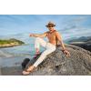 imageJMIERR Mens Casual Drawstring Pants Elastic Waist Lightweight Pant Summer Beach Trouser with PocketsA White