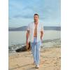 imageJMIERR Mens Casual Drawstring Pants Elastic Waist Lightweight Pant Summer Beach Trouser with PocketsBeau Blue