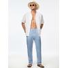 imageJMIERR Mens Casual Drawstring Pants Elastic Waist Lightweight Pant Summer Beach Trouser with PocketsBeau Blue