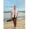 imageJMIERR Mens Casual Drawstring Pants Elastic Waist Lightweight Pant Summer Beach Trouser with PocketsBrown