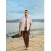 imageJMIERR Mens Casual Drawstring Pants Elastic Waist Lightweight Pant Summer Beach Trouser with PocketsCoffee