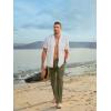 imageJMIERR Mens Casual Drawstring Pants Elastic Waist Lightweight Pant Summer Beach Trouser with PocketsDark Green