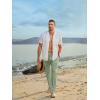 imageJMIERR Mens Casual Drawstring Pants Elastic Waist Lightweight Pant Summer Beach Trouser with PocketsGrass Green