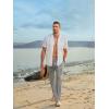 imageJMIERR Mens Casual Drawstring Pants Elastic Waist Lightweight Pant Summer Beach Trouser with PocketsGray
