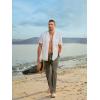 imageJMIERR Mens Casual Drawstring Pants Elastic Waist Lightweight Pant Summer Beach Trouser with PocketsGreyish Green