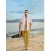 imageJMIERR Mens Casual Drawstring Pants Elastic Waist Lightweight Pant Summer Beach Trouser with PocketsLight Yellow