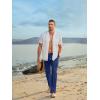 imageJMIERR Mens Casual Drawstring Pants Elastic Waist Lightweight Pant Summer Beach Trouser with PocketsNavy Blue