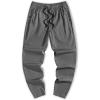 imageJMIERR Mens Casual Pants Cotton Twill Drawstring Elastic Waist Chino Pants with PocketsDark Grey