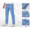 imageJMIERR Mens Casual Pants Cotton Twill Drawstring Elastic Waist Chino Pants with PocketsLight Blue