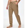imageJMIERR Mens Cotton Pants Casual Elastic Waist Drawstring Lightweight Summer Beach Trousers with PocketsBrown