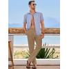 imageJMIERR Mens Cotton Pants Casual Elastic Waist Drawstring Lightweight Summer Beach Trousers with PocketsBrown