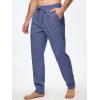 imageJMIERR Mens Cotton Pants Casual Elastic Waist Drawstring Lightweight Summer Beach Trousers with PocketsDark Blue