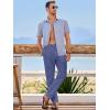 imageJMIERR Mens Cotton Pants Casual Elastic Waist Drawstring Lightweight Summer Beach Trousers with PocketsDark Blue
