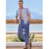 imageJMIERR Mens Cotton Pants Casual Elastic Waist Drawstring Lightweight Summer Beach Trousers with PocketsDark Blue