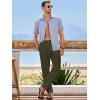 imageJMIERR Mens Cotton Pants Casual Elastic Waist Drawstring Lightweight Summer Beach Trousers with PocketsDark Green