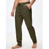 imageJMIERR Mens Cotton Pants Casual Elastic Waist Drawstring Lightweight Summer Beach Trousers with PocketsDark Green