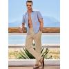 imageJMIERR Mens Cotton Pants Casual Elastic Waist Drawstring Lightweight Summer Beach Trousers with PocketsKhaki 2