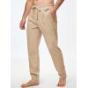 imageJMIERR Mens Cotton Pants Casual Elastic Waist Drawstring Lightweight Summer Beach Trousers with PocketsKhaki 2