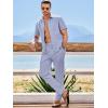 imageJMIERR Mens Cotton Pants Casual Elastic Waist Drawstring Lightweight Summer Beach Trousers with PocketsSky Blue