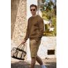 imageJMIERR Mens Fleece Crewneck Sweatshirt Casual Long Sleeves Cotton Warm Basic Pullover Fashion ShirtsBrown