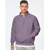 imageJMIERR Mens Quarter Zip Pullover Sweatshirts Casual Fleece Cotton Sweatshirt Winter Warm Mock Neck with PocketsA Purple