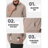 imageJMIERR Mens Quarter Zip Pullover Sweatshirts Casual Fleece Cotton Sweatshirt Winter Warm Mock Neck with PocketsB Dark Beige
