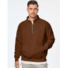 imageJMIERR Mens Quarter Zip Pullover Sweatshirts Casual Fleece Cotton Sweatshirt Winter Warm Mock Neck with PocketsC Brown