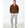 imageJMIERR Mens Quarter Zip Pullover Sweatshirts Casual Fleece Cotton Sweatshirt Winter Warm Mock Neck with PocketsC Brown
