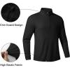 imageJMIERR Mens Quarter Zip Pullover Sweatshirts Stretch Polo Fleece Lined Long Sleeve Workout Golf Shirt0 Black