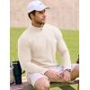imageJMIERR Mens Quarter Zip Pullover Sweatshirts Stretch Polo Fleece Lined Long Sleeve Workout Golf ShirtA Beige