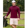 imageJMIERR Mens Quarter Zip Pullover Sweatshirts Stretch Polo Fleece Lined Long Sleeve Workout Golf ShirtA Red