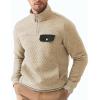 imageJMIERR Mens Quilted Sweatshirt Casual Long Sleeve Outdoor Stand Collar QuarterZip Pullover SweatshirtsApricot