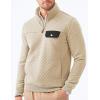 imageJMIERR Mens Quilted Sweatshirt Casual Long Sleeve Outdoor Stand Collar QuarterZip Pullover SweatshirtsApricot