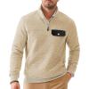 imageJMIERR Mens Quilted Sweatshirt Casual Long Sleeve Outdoor Stand Collar QuarterZip Pullover SweatshirtsApricot