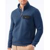 imageJMIERR Mens Quilted Sweatshirt Casual Long Sleeve Outdoor Stand Collar QuarterZip Pullover SweatshirtsSail Blue