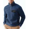 imageJMIERR Mens Quilted Sweatshirt Casual Long Sleeve Outdoor Stand Collar QuarterZip Pullover SweatshirtsSail Blue