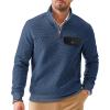 imageJMIERR Mens Quilted Sweatshirt Casual Long Sleeve Outdoor Stand Collar QuarterZip Pullover SweatshirtsSail Blue
