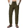imageJMIERR Mens Cotton Pants Casual Elastic Waist Drawstring Lightweight Summer Beach Trousers with PocketsDark Green