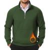 imageJMIERR Mens Quarter Zip Pullover Sweatshirts Casual Fleece Cotton Sweatshirt Winter Warm Mock Neck with PocketsC Green