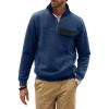 imageJMIERR Mens Quilted Sweatshirt Casual Long Sleeve Outdoor Stand Collar QuarterZip Pullover SweatshirtsSail Blue