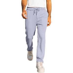 imageJMIERR Mens Casual Drawstring Pants Elastic Waist Lightweight Pant Summer Beach Trouser with PocketsBluish Gray
